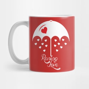 Raining love Red white umbrella Mug
